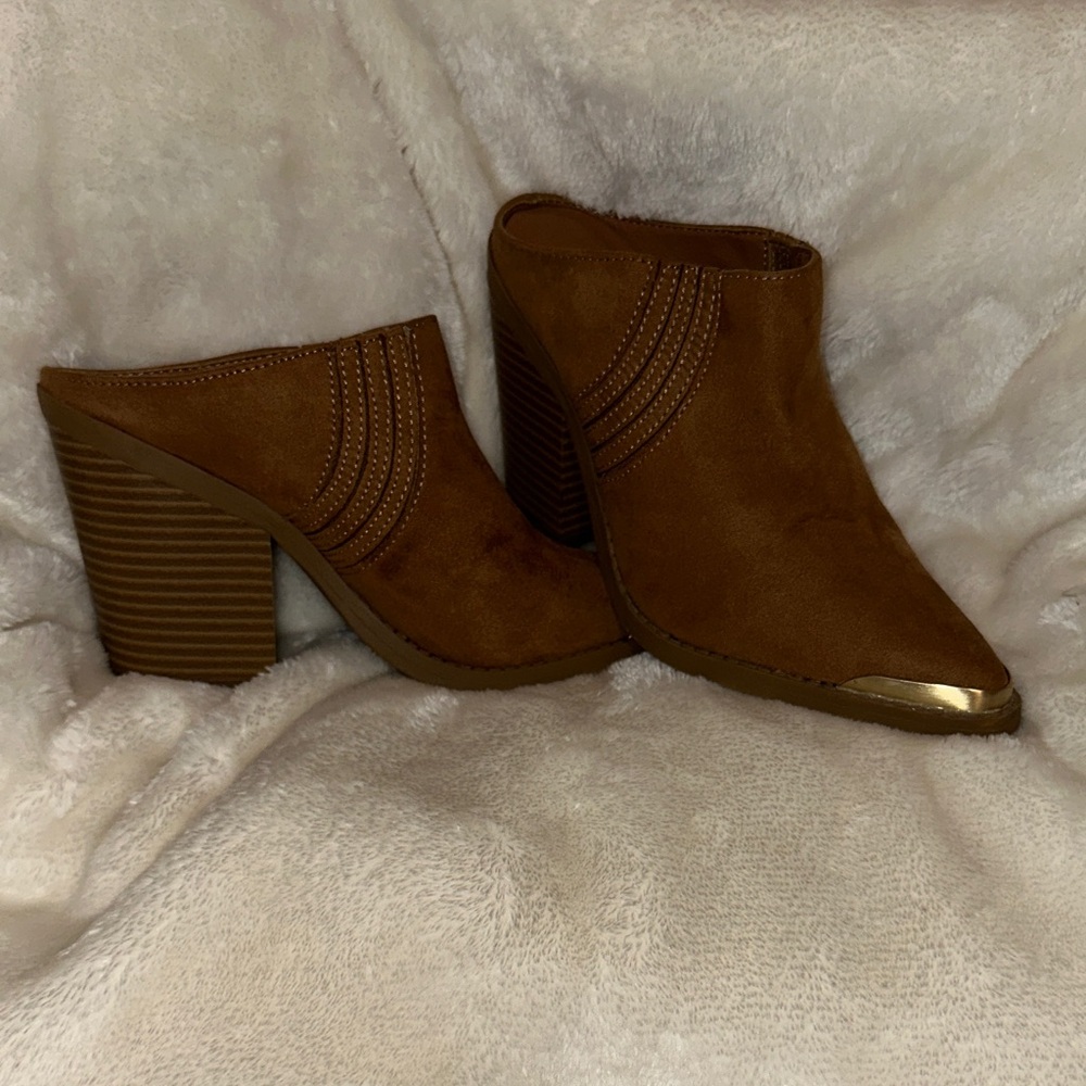 Brown Sun+ Stone Metallic Deyzaa Suede Women's Mules